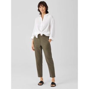 Eileen Fisher Green Organic Cotton Hemp Ankle Pants 6 Petite Tapered